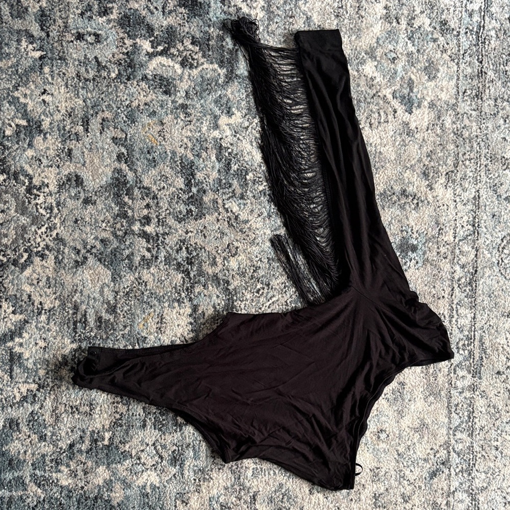 Black Fringe Bodysuit